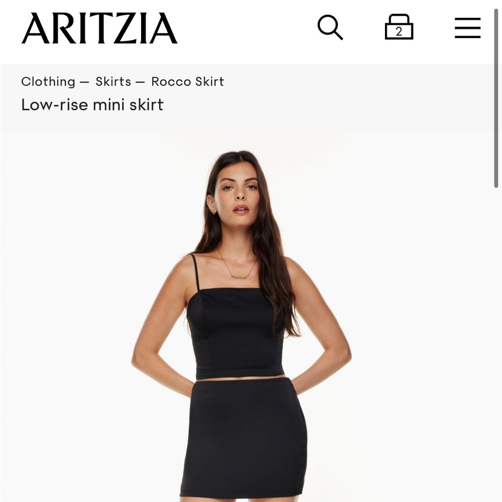 Aritzia Sunday Best Rocco Black Mini Skirt sz 2